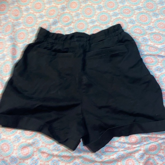 high waisted black paper bag shorts - Picture 2 of 4